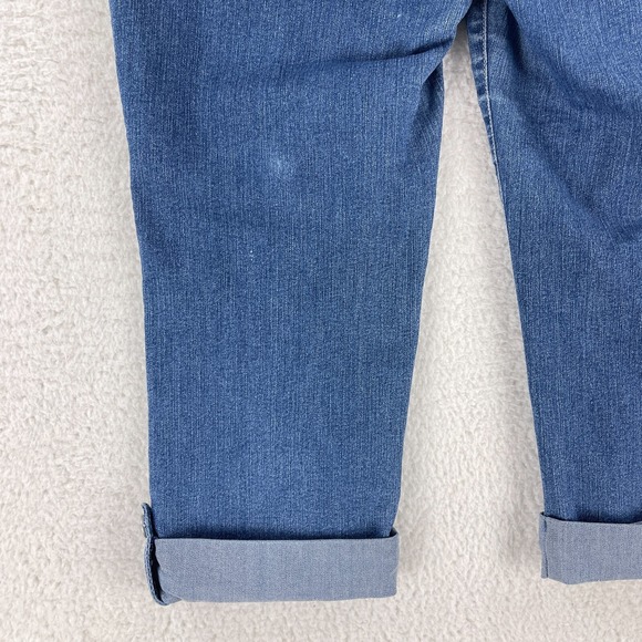 NYDJ Petites Jeans Womens Size 10P Blue Denim Straight Crop Roll Cuff Mid-Rise - Picture 14 of 16
